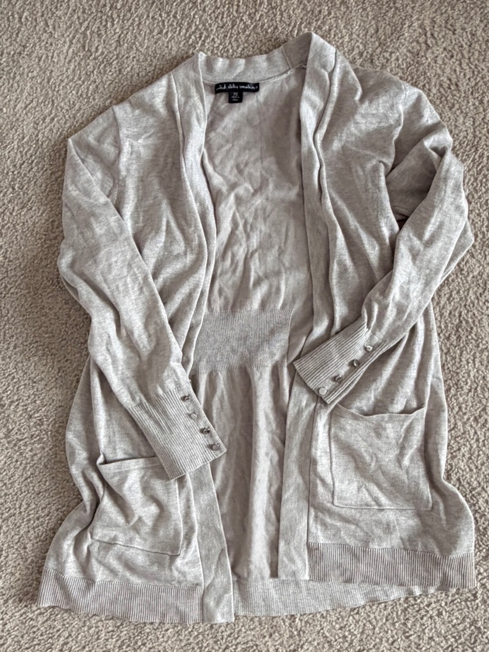 Light Beige Open Cardigan Size PL Pockets Silver Buttons